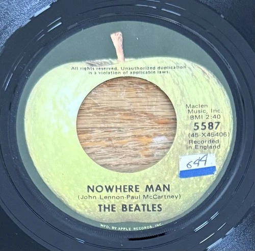 Beatles NOWHERE MAN / WHAT GOES ON  Apple 5587 45rpm All Rights Reserved