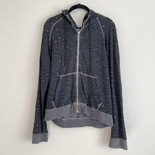 SUNDRY Womens Gray Animal Print Hooded Sweatshirt Size 3 Large Soft Cozy Leisure