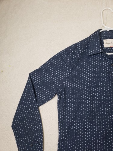 Sovereign Code Men Shirt Small Blue Paisley Poly Blend Long Sleeve Button Up - Picture 2 of 17