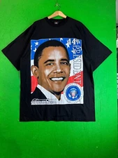 Vintage Barack Obama Bootleg Rap Tee T-Shirt 44th President Mens Sz XL 2000s Y2K