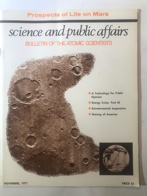 Science and Public Affairs Magazine November 1971 Bulletin of Atomic Scientists 