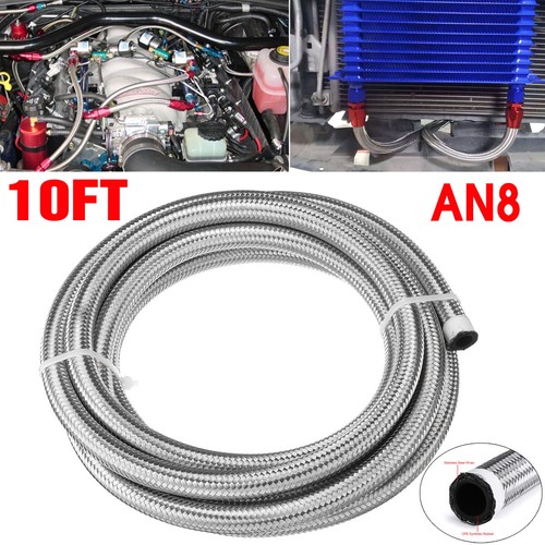 10FT AN 8 (AN8 7/16" AN08) Stainless Steel Braided Fuel Hose 3 m eBay