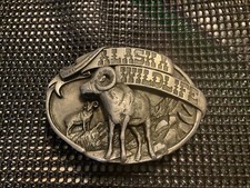 Alaska Wildlife Bighorn Sheep Ram Belt Buckle Sportsman Vtg 1986 Siskiyou