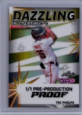 Tre Phelps 2024 Leaf Vivid Baseball 1/1 Pre Production Proof