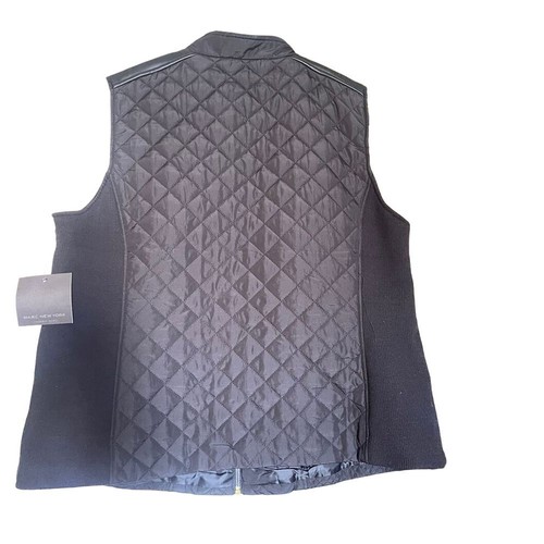 Marc New York Black Quilted Vest Gold Hardware Leather Trim Sz 2X NWT $89 value - Picture 2 of 14