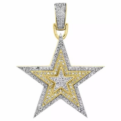 1.50 Ct Round Lab Created Diamond Star Pendant 14K Two Tone Gold Plated