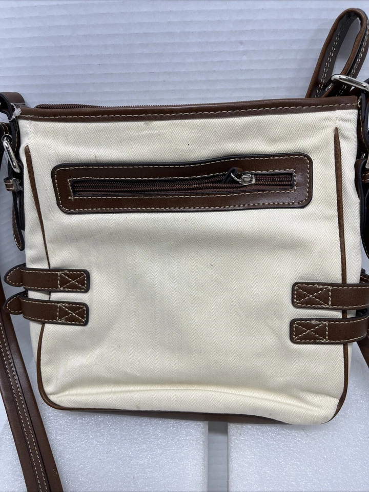 Bolso Bandolera Chaps Marrón Bronceado Borde Correa Ajustable Cuero Sintético Foto 4 de 4