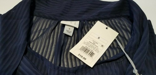 Women's A New Day Textured Chiffon Tie Neck Sleeveless Blouse Xavier Navy Size S - Picture 9 of 11