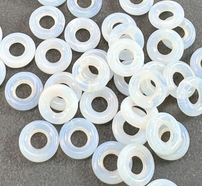 Large Hole Donut Beads, Round Rings,  White Opal/Gloss Finish, Czech 20 Pcs, w53