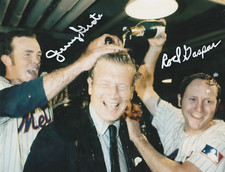 JERRY GROTE / ROD GASPAR NEW YORK METS  1969 WS CHAMPS  ACTION SIGNED 8x10