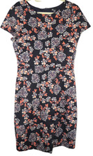 Kut From The Kloth Women's Navy Floral Front Slit Sheath Dress Size 8
