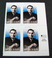 US  Stamp Plate Block Scott# 3669 Irving Berlin 2002 MNH H333