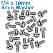 20pcs M4 x 10mm Terminal Block Screws 8mm Square Washers Nickle Plated Steel