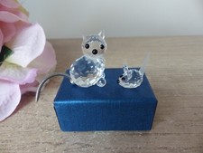 Figurine Couple Chat et Souris Miniatures Cristal Swarovski, mini chat cristal