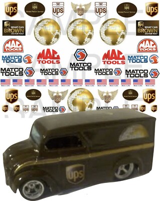 U.P.S. MAC TOOLS 1:64,1:43,1:32,1:24  WATER-SLIDE DECALS FOR HOT WHEELS & slots