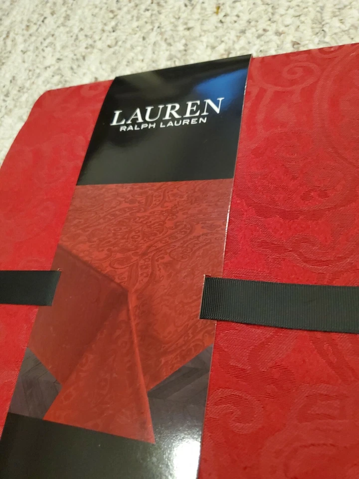 Ralph Lauren Red Paisley 60 x 84" oblong Tablecloth  Christmas holiday - Image 2 of 2