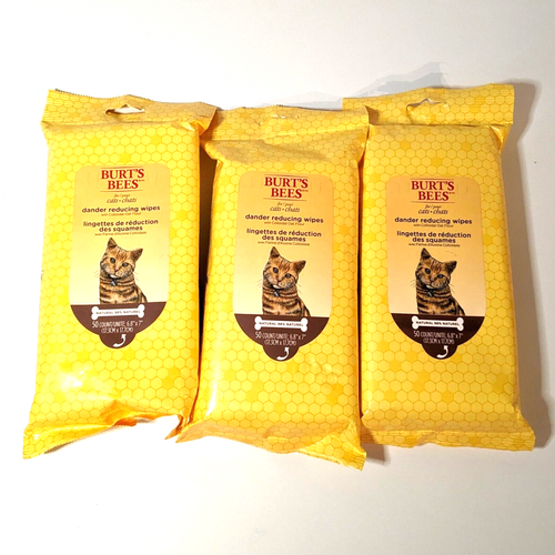 Burt's Bees Cat Dander Reducing, Natural, Safe Wipes, Cats, 3, 50 Count
