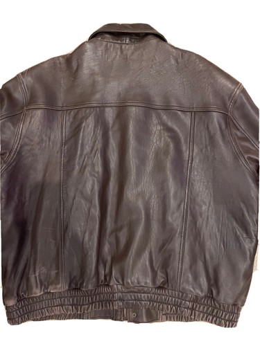 AFTER DARK Falcon Bay Bomber Jacket Leather Flight Mens 2XL Brown Lined Vintage - Picture 10 of 10