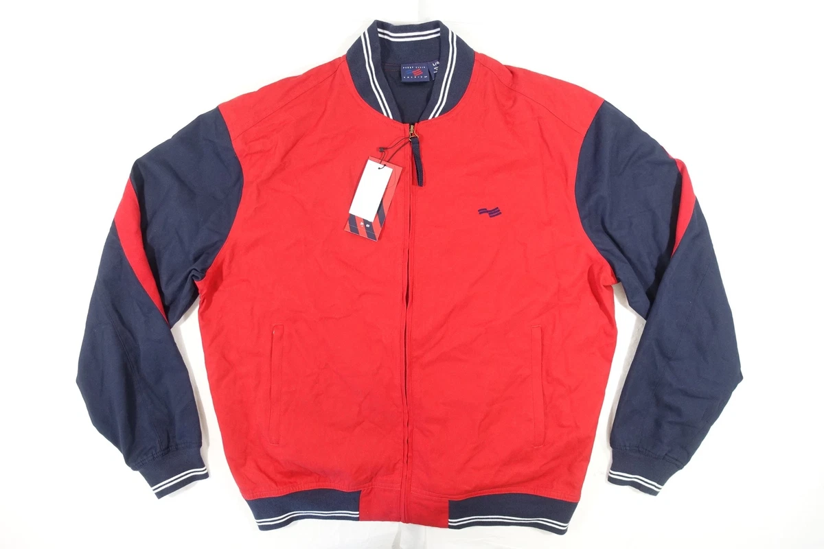 PERRY ELLIS AMERICA RED NAVY BLUE LARGE BOMBER VARSITY STYLE