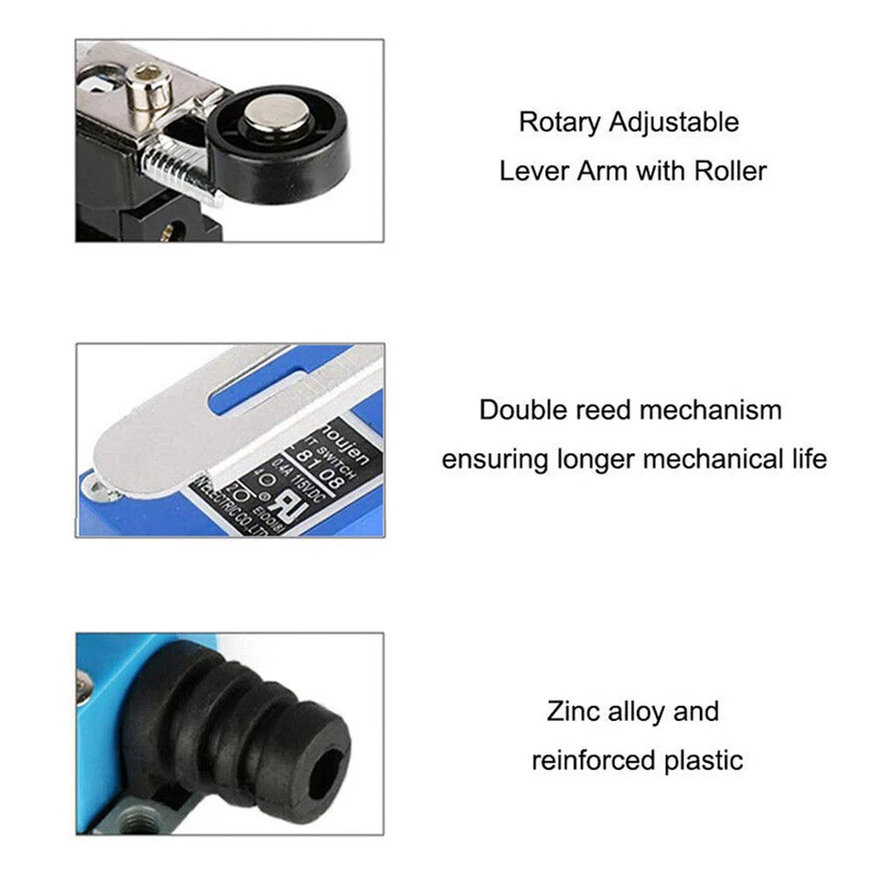 10PCS ME-8108 Adjustable Long Roller Lever Arm Momentary Limit Switch 1NC+1NO US - Image 3 of 4