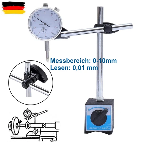 Magnetstativ Magnet Messstativ Standard mit Meßuhr Messuhr 0-10 0,01 mm Set