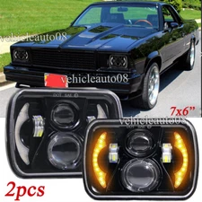 Pair 5x7" 7x6" LED Headlights Hi/Low DRL Fit 1978 1979 1980 1981 Chevy El Camino