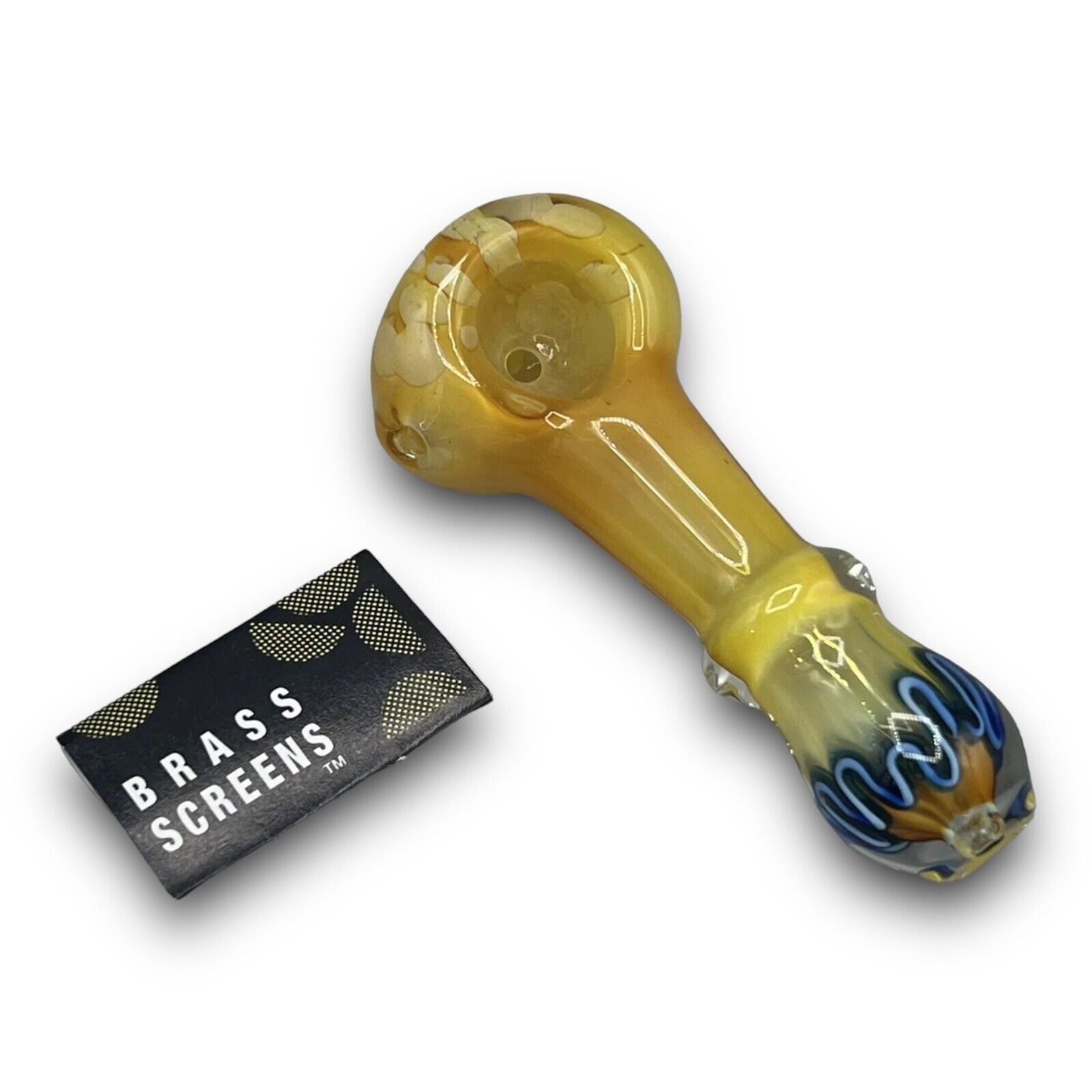 3.5 Pipe Glass Tobacco Smoking Collectible Bowl Gold Fumed Pipe W/ Screens. Available Now for 13.75