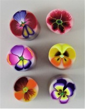 Polymer Clay Cane,Pansy Flowers,Leaves by Jan...