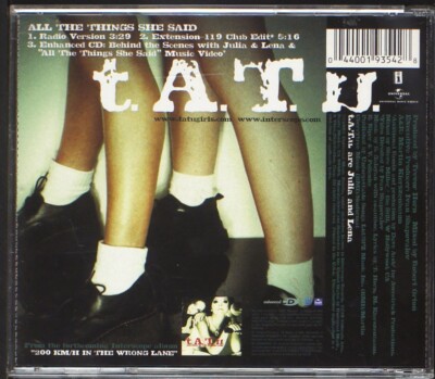 洋楽 57 T.A.T.U. - ALL THE THINGS SHE SAID t.A.T.u. (Tatu) - All The Things She Said (single) - CD [23056] US