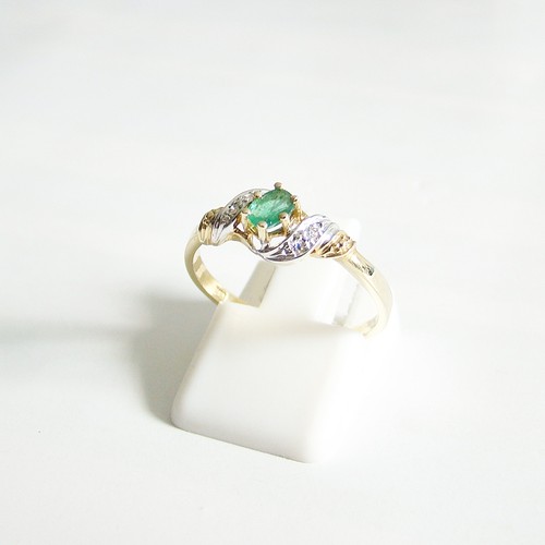 Ring Gold 585er Bicolor Diamanten Smaragd 14 kt Goldschmuck Edelsteine exclusiv - Bild 5 von 5