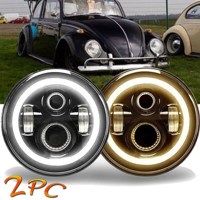 For VW Beetle Classic 7 Inch LED Headlights Upgrade Hi/Low Beam Round
