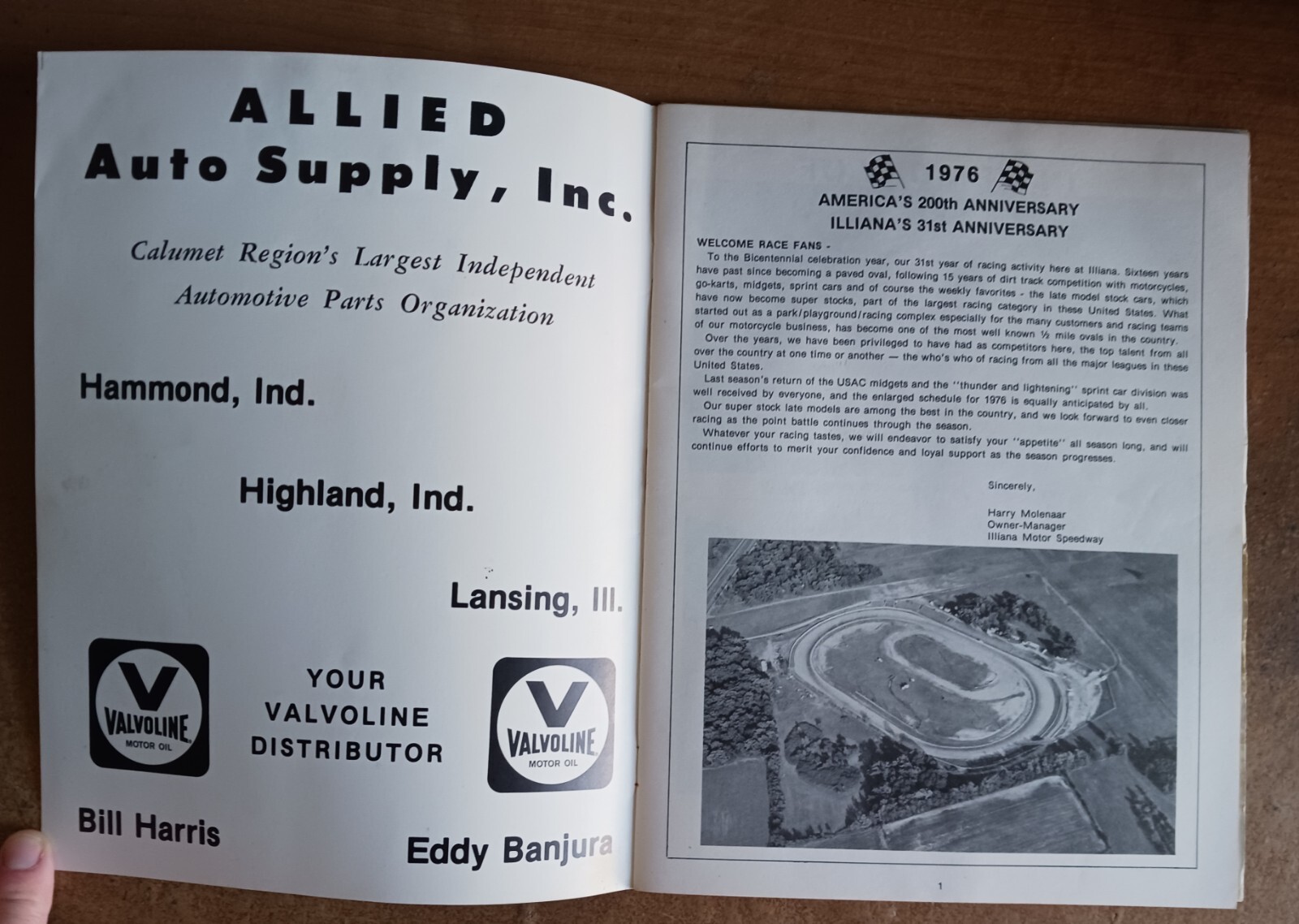 (2) PROGRAM 1964 TERRE HAUTE 1976 ILLIANA SPEEDWAY SCHERERVILLE INDIANA