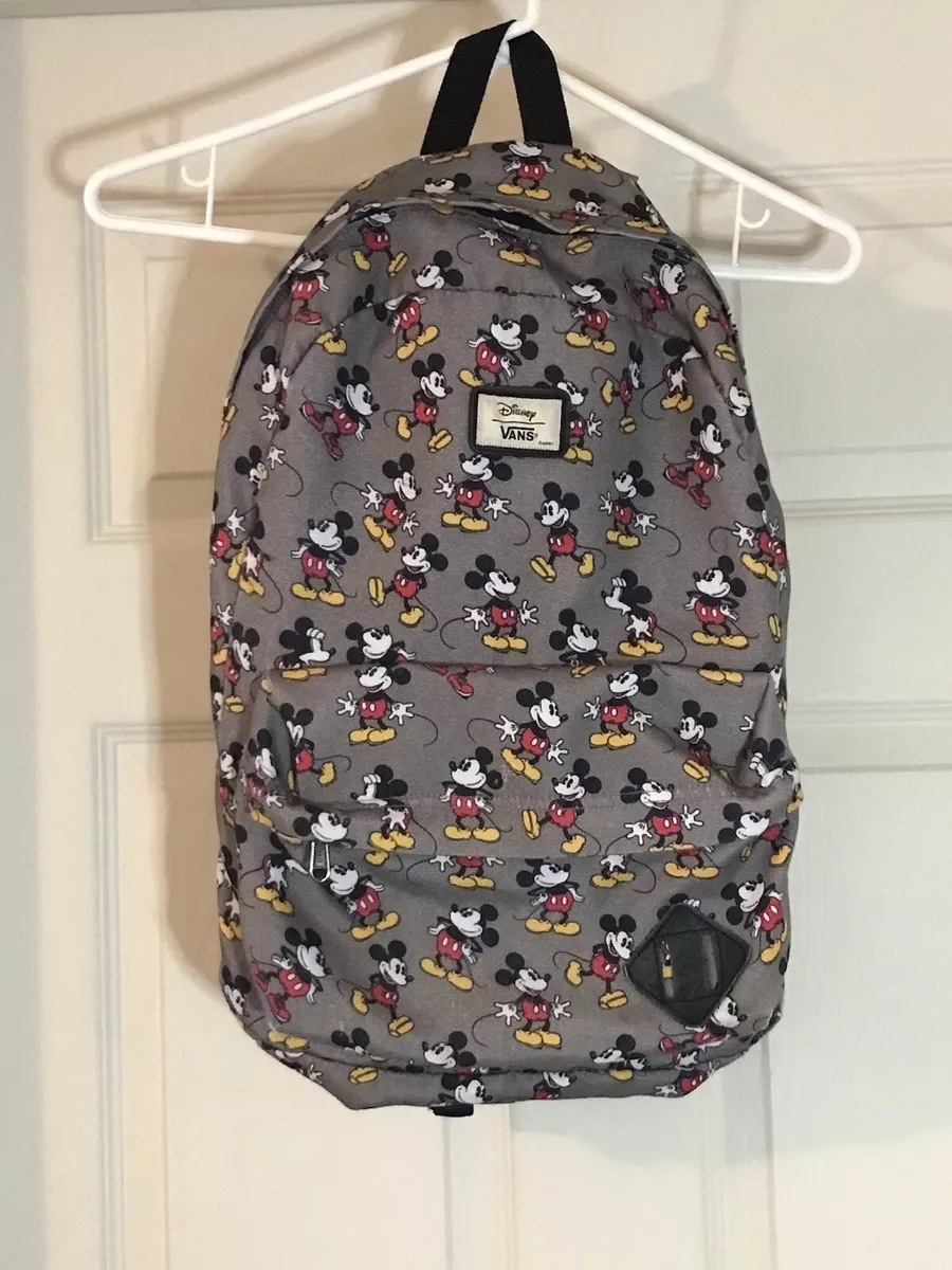 Vans DISNEY Mickey Mouse Old School Backpack Gray Large Pocket Pencil Pocket