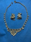 Gorgeous Signed Vintage Kramer  Clear Rhinestone Necklace with Matching Earrings