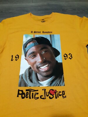 2pac Shakur Poetic Justice Tupac Medium M Yellow Short Sleeve