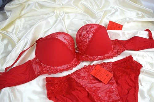Sexy Bra Set Padded Red Sequins Lace Ladies Underwear Lingerie Sets Briefs - Picture 7 of 12