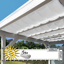 Falt-Sonnensegel weiss 325x67  Metall Set Innenbeschattung Glasdach Wintergarten