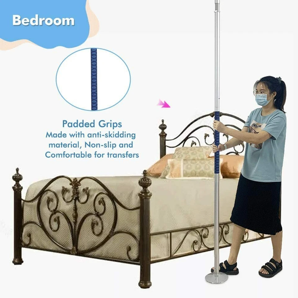 Barra de agarre de seguridad de poste de transferencia de piso a techo barra de asistencia de cama para discapacitados Foto 4 de 4