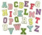 3D Coloured & Gold Chenille Patch Letter Patches IRON ON Alphabet 6.5cm / 65mm
