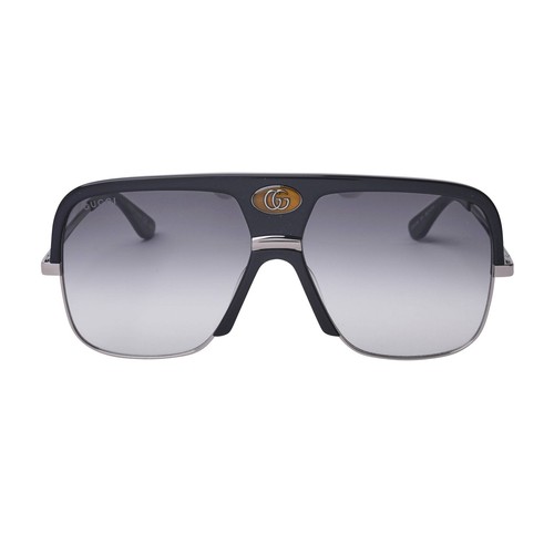Occhiali da Sole Uomo Gucci GG0478S 001 Nero Oversize Squadrati Pilot Grigi  Sfum | eBay