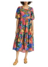 *NWT* Farm Rio Bananamix Puff Sleeve Midi Dress, Size S