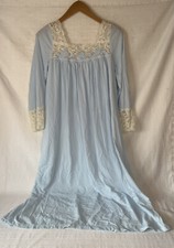 Vintage Chiha Brand Nylon And Lace Blue And White NightGown Size XS