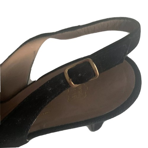 Bruno Magli size 8B Black Suede Peep Toe Slingback Heeled Sandals Italy - Picture 10 of 12