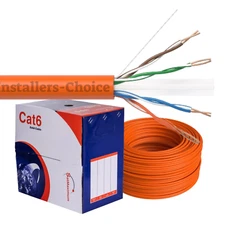 Cat6 1000FT CCA UTP Solid Orange Ethernet Cable - LAN Network Bulk 23 AWG RJ45