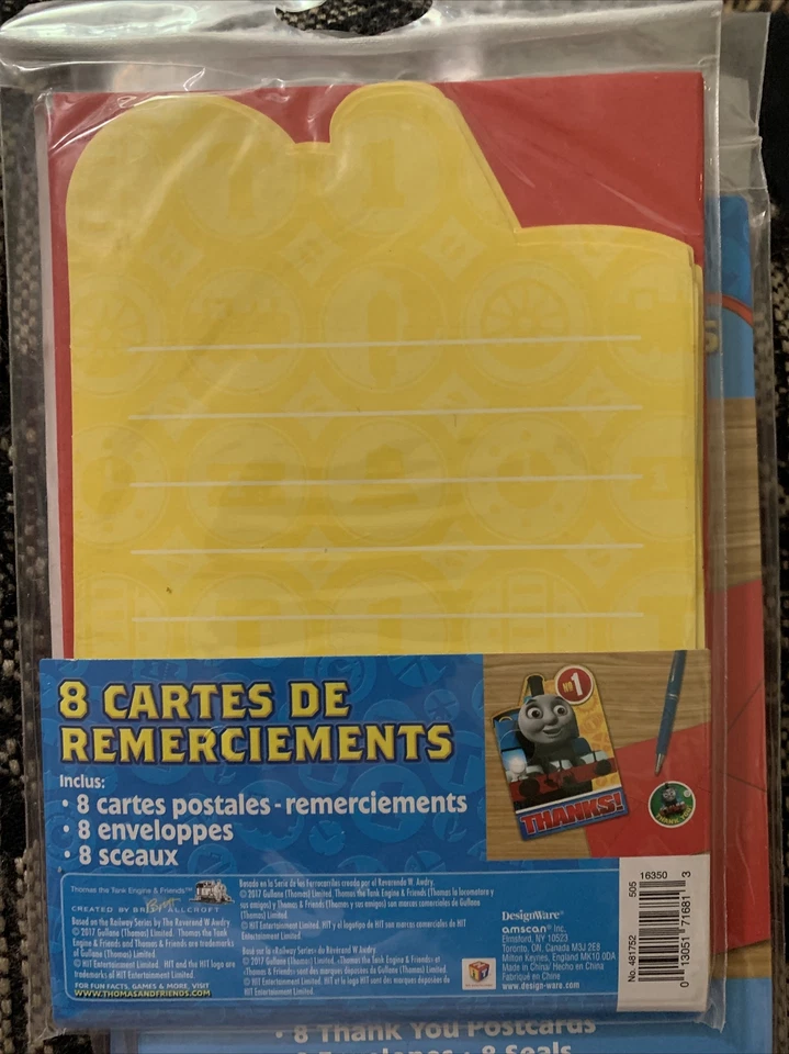 Thomas the Train & Friends Thank You Cards 8 PCS Envelope Seals New!!! - Image 2 of 2