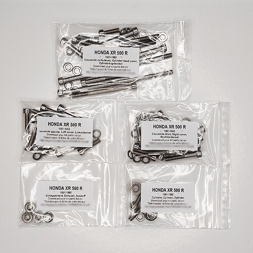 Kit vis inox moteur pour Honda XR 500 R 1981-1982 boulonnerie carter