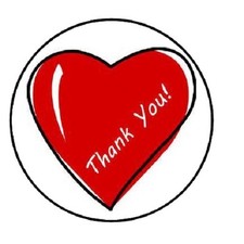 48 Thank You Heart   ENVELOPE SEALS LABELS STICKERS 1.2" ROUND