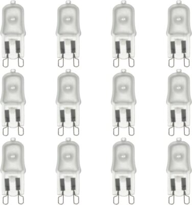 12Pack Single Ended T3.5 Bulb, G9 Wire Style Frosted Glass, 3200K, 25W, 190LM