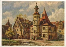 Old postcard Rothenburg Hegereiterhaus im Spitalhof GERMANY (1077138)
