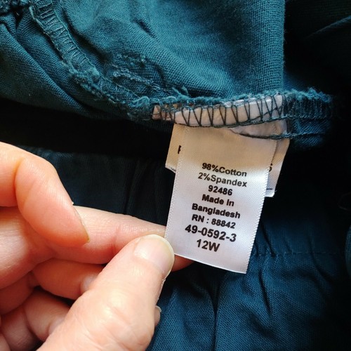 Woman Within Chino Pants Womens Sz 12W Forest Green Tapered Elastic Waist NWOT - Picture 5 of 6